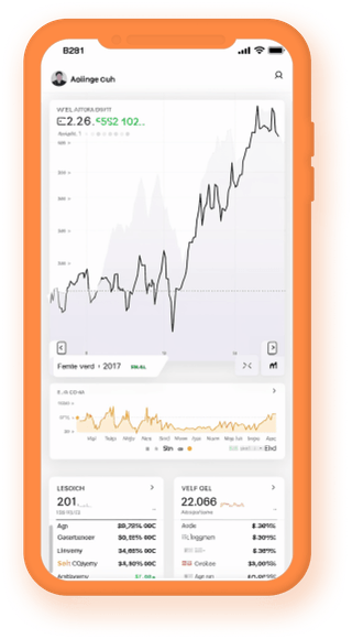 Krypto-Portfolio-App mit Live-Statistiken auf dem Smartphone